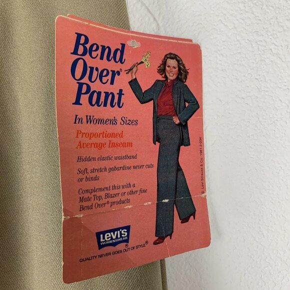VTG NWT Deadstock Levi's Women's 36/18 Tan Wide Leg Bend Over Pants Trousers - Picture 5 of 10